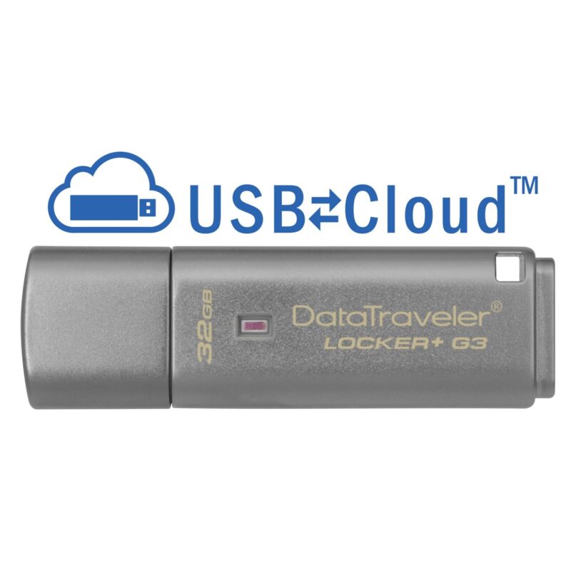 Kingston DataTraveler Locker+ G3 32GB USB 3.0 Silver 256 AES Encrypted USB Flash Drive