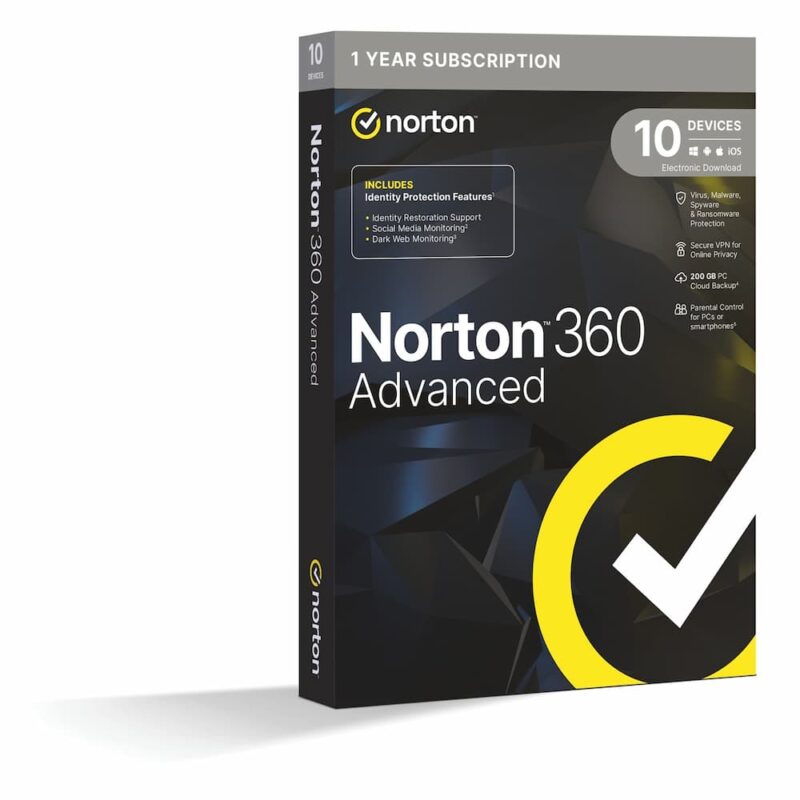 Norton 360 Advanced Antivirus Software for 10 Devices