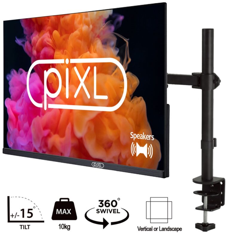piXL PXD24VH 24 Inch Frameless Monitor with Speakers and 1 x half price piXL Single Monitor Arm Bundle